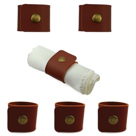 Saktopdeco Rustic Leather Napkin Rings Set of 6 PU Faux Leather Farmhouse Napkin Rings Brown Napkin Rings Holiday Napkin Rings for Dinner Table Decor