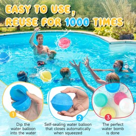 Reusable Water Balloons for Kids, 12Pcs No Magnets Silicone Leak-Resistant Refillable Water Balls Balloons, Summer Water Toys Splash Balls for Outdoor Backyard Lawn Beach Fun Games for Boys Girls