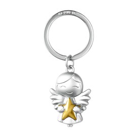 GERNEO® Guardian Angel Keyring Emilia - Lucky Charm with Star in Gold, Rose Gold or Silver, gold