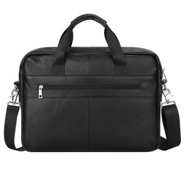Messenger Bag for Men 15.6" Vintage Leather Waterproof Laptop Briefcase Computer Laptop Bag Shoulder Bag for Office Business (Black)