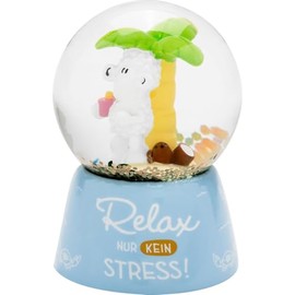Sheepworld Sfera da sogno con scritta Relax | Sfera di neve in vetro, altezza 6,5 cm, in poliresina, motivo stampato | regalo di compleanno | 74125