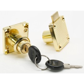 Jiozermi 4 Packs Drawer Lock with Keys, Desktop Lock with 0.84"/22mm Length Cylinder Cam for Drawer Cabinet Wardrobe Office Desk Letter Box, Gold