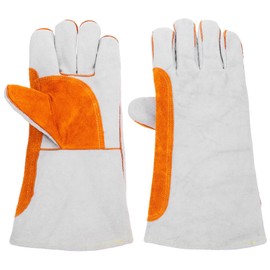 SHINEOFI 1 Pair Men Welding Gloves Heat Resistant Cowhide Work Gloves for Professional Welders Durable Comfortable Fit for Welding and Soldering Tasks Protection
