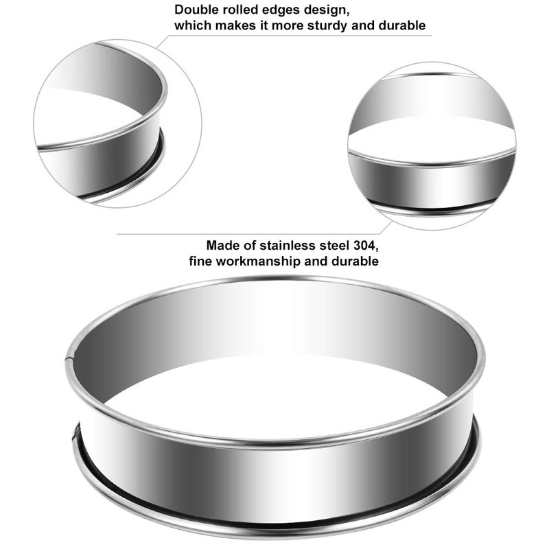 Opopark Crumpet Rings 6pcs Non Stick Double Rolled Tart Rings