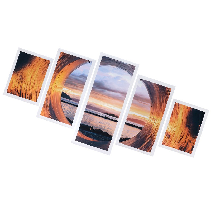 5PCS Frameless Canvas Painting Seaport Pattern Wall Art Picture for