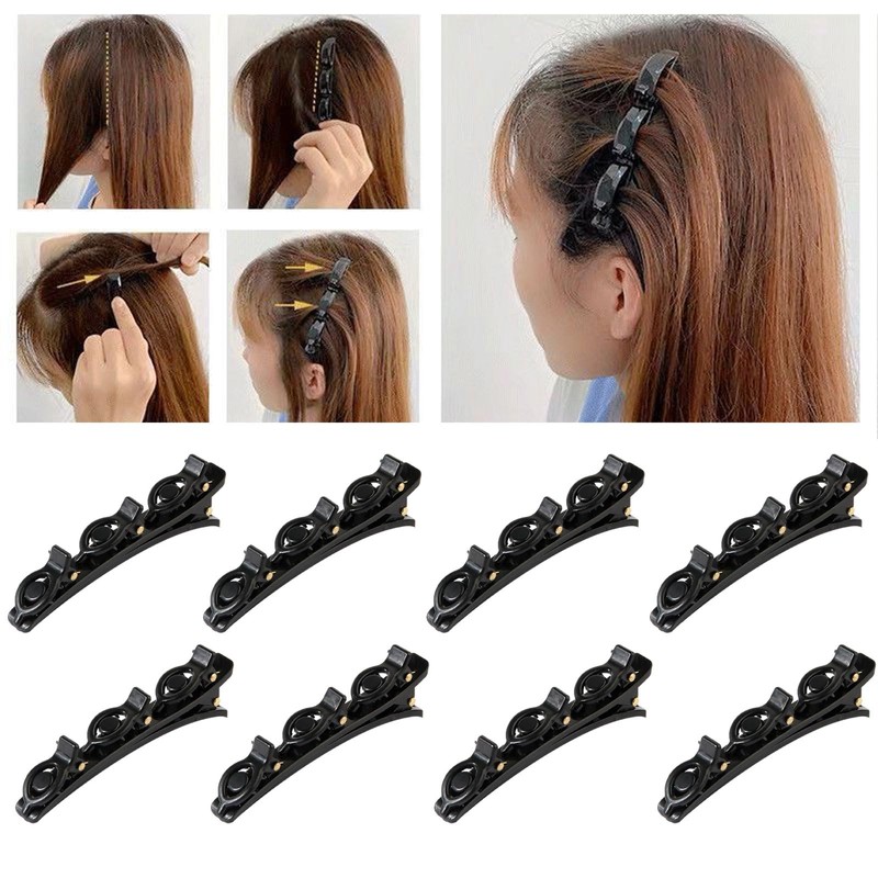SSKHE 2 Pcs Headband with Clips,8 Pcs Double Bangs Hairpins,Multi