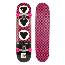 The Heart Supply Complete Skateboard Team Checkerboard 31.35" x 8.0" 7-Ply Maple Blend Construction Full concave, 54mm Wheels, Max Weight 220lbs