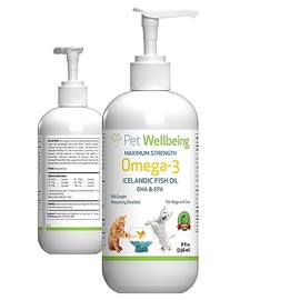 Pet Wellbeing Omega-3 Icelandic Fish Oil for Cats - Wild-Caught, Cold-Water Fish, Healthy Skin and Coat, Joint Health and Mobility, Fatty Acids, Anchovies, Sardines - EPA, DHA - 8 fl oz (236 ml)