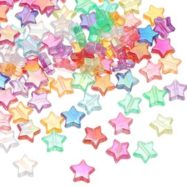 PATIKIL 11mm Crystal Star Beads, 100 Pcs Star Bead Acrylic Spacers Bead Star Shaped Charm Pendants for Jewelry Making Bracelet Necklace DIY Crafts, Mix Color