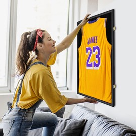 Nice C Jersey Frame Display Case, Jersey Shadow Box Display Case, Football Jersey Display Case, with 98% UV Protection, Hangers and Hookers, Valet Pinboard, Acrylic, Basketball (3 Pack)