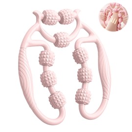 Cellulite Massagegerät, 9 Räder Cellulite Roller, Massageroller Beine Arm, Manuelles Anti-Cellulite Massagegerät, Massage Roller für Dünnes Abnehmen, Fördert die Durchblutung (Rosa)