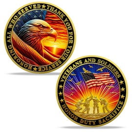 AtSKnSK Veterans Challenge Coin Thank You for Your Service Military Coin (Rainbow Light Flag)