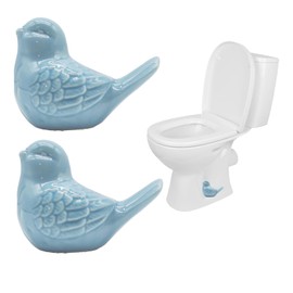 2 Pcs Ceramic Bird Toilet Floor Bolt Caps, Animal Toilet Bolt Covers Decorative, Decorative Bathroom Toilet Bolt, Toilet Bolt Cover for Bottom Easy Installation (Bird-Blue)
