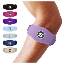 SS SLEEVE STARS Sleeve Stars Tennis Elbow Support Strap, Golfers Elbow Support for Men & Women Epicondylitis Clasp, Counterforce Arm Band for Tendonitis Relief, w/ 3 Straps Length, Fits 9"-23" (Light Purple)