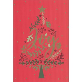 Pictura Joy: Tree Shape Made From Vines on Red Background Christmas Card