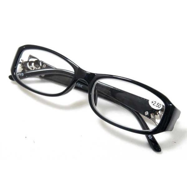 老眼鏡 バラ 柄 ローズ 606BK ブラック リーディンググラス シニアグラス※このページは「+6.00」のみの販売です◆+6.00