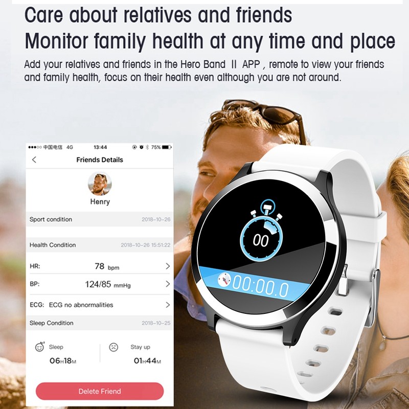 Waterproof Round Color Screen Bluetooth Smart Bracelet Wristband Fitness Tracker