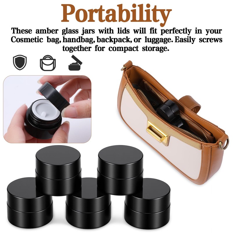 60 Pack Small Sample Containers with Lids, 5ml Amber Glass