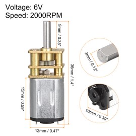 Rebower 2pcs Micro Reduction Gear Motor with Full Metal Gearbox for DIY RC Aircraft Model Car 2000RPM DC 6V