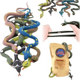 Yeonha Toys 6 PCS 14 Inch Rubber Snake Toy Set, Realistic Fake Snake Figure with Super Stretches Waterproof Material TPR, Keep Bird Away Bathtub Garden Rainforest Reptile Toy, Gifts or Party Supplies
