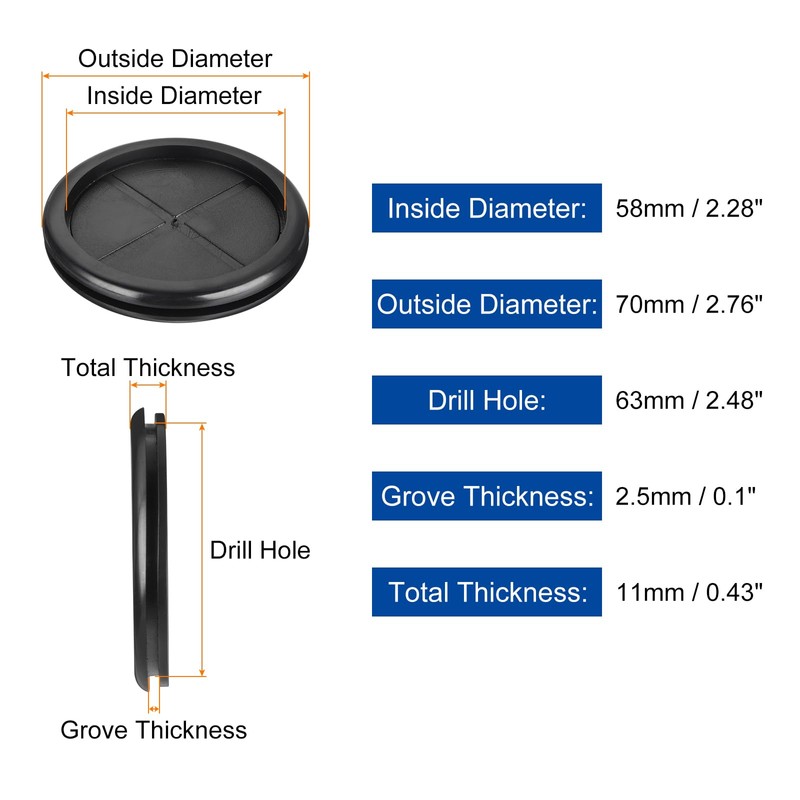 QUARKZMAN Pack of 3 Rubber Sleeves 2-4/8 Inch (63 mm)