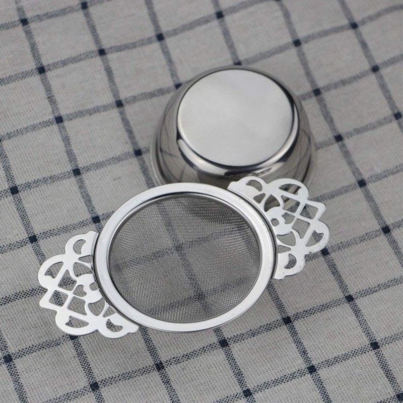 2 Pack Tea Strainers with Drip Bowls,Stainless Steel Loose Leaf