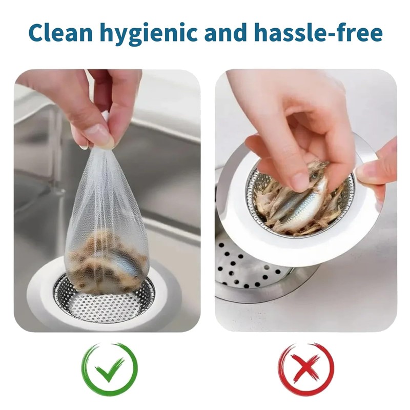 200 PCS Kitchen Disposable Mesh Sink Strainer Bags, Anti-Clogging Drain