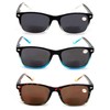 V.W.E. 3 Pairs Men Women Bifocal Rectangular Lightweight Reading Sunglasses