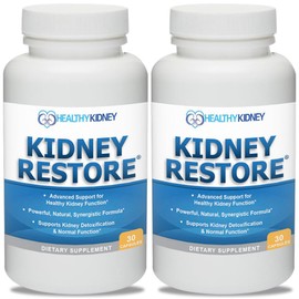 Kidney Restore: Kidney Health Supplement, Kidney Cleanse Detox & Repair Formula by Renal Expert w/Transplant, 30 caps 2-Pack