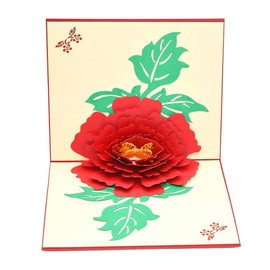 Medigy 3D Pop Up Greeting Cards Peony Flower Blank Cards for Most Occastions Red