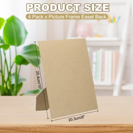 PATIKIL 4 Pack Easel Back for Picture Frame, 8 x 10 Inch Replacement Picture Frame Easel Back DIY Photo Board for Photo Frames Tiles, Black