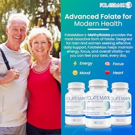 L-metilfolato 15 mg (90 cápsulas)] Folato activo profesional de alta calidad ] sin OMG, sin gluten ] Folato de metil, 5 MTHF