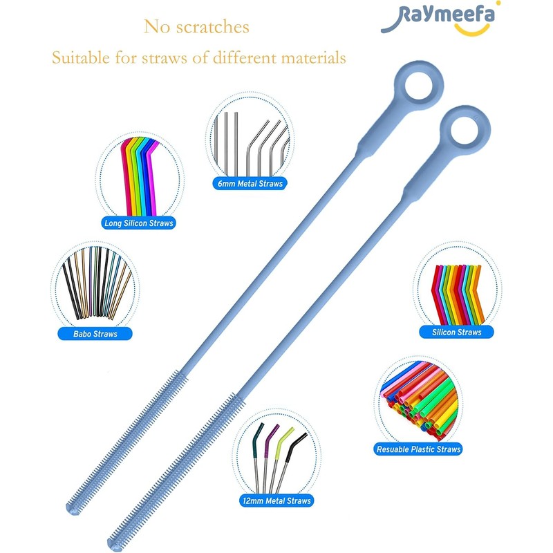 Juego de cepillos para limpiar pajitas y vasos reutilizables (azul)