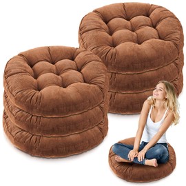 Jerify Round Floor Pillows Cushions 22 x 22 Inch Meditation Floor Pillow Large Floor Pillow for Kids Adults Meditation Cushion Large Pillows for Floor Seating Gift for Christmas (Brown,6 Pcs)