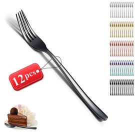 Kyraton Black Table Forks, Pack of 12, Stainless Steel Dinner Forks, Forks and Spoons, Cutlery, Ideal for Home, Restoration, Hotel, Wedding, Party, Dishwasher Safe