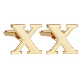 Salutto Men's Gold Letter X Cufflinks 1 Pair with Gift Box (X)