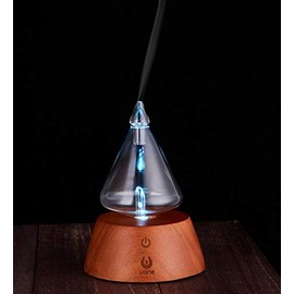UONE Essential Oil Diffuser for Aroma Nebulizing, Waterless Aromatherapy Nebulizer - with Touch Button, Timer and 7 Color Changing LED lights, No Heat, No Water, No Plastic - Handmade Wood and Glass