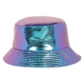 MILAKOO Waterproof Bucket Hat Punk Hip Hop Hologram Metallic Bucket Hat Waterproof Rain Hat for Unisex, A1: rainbow