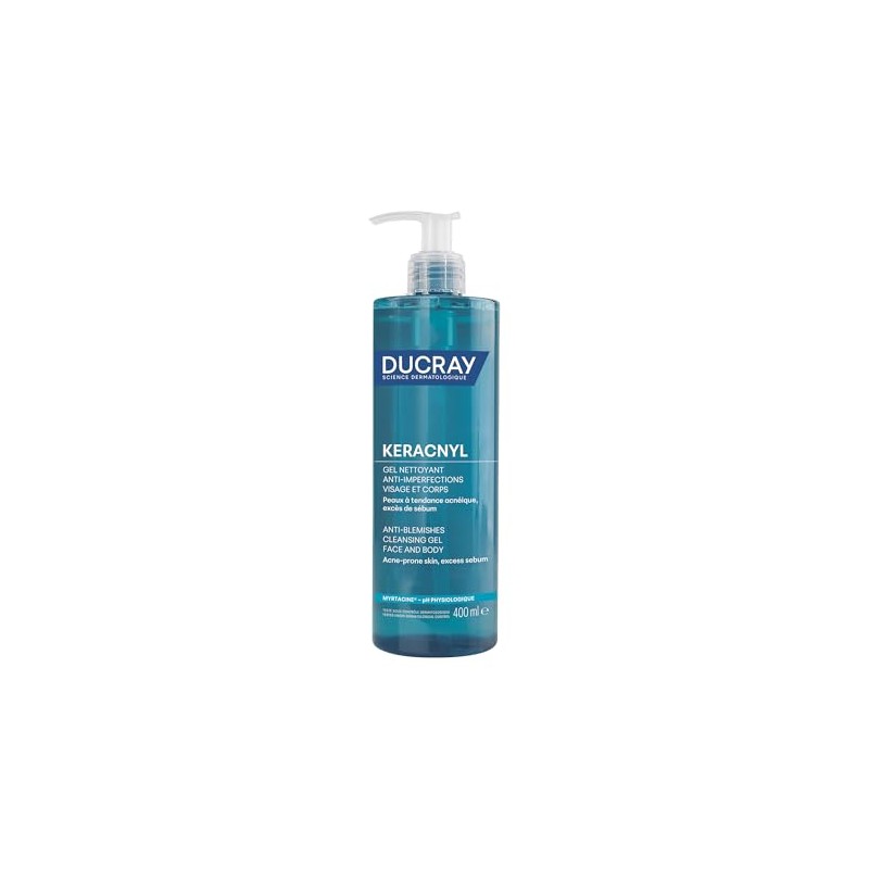 Ducray Keracnyl Gel Limpiador Facial Espumoso Piel Grasa Acneica 400ml