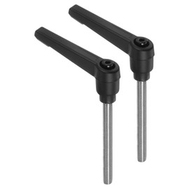 sourcing map 2pcs Clamping Lever Handles, M6 x 70mm 304 Stainless Steel Threaded Male Stud, Adjustable Handles Locking Quick Release Ratchet Push Button Bolt Knobs, Black