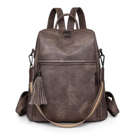 DORRISO Anti-Thief Women's Backpack Shoulder Bags Travel School Backpack Women's City Backpack Lightweight for Leisure Office Holiday Shopping Waterproof PU Leather, gray, Backpacks