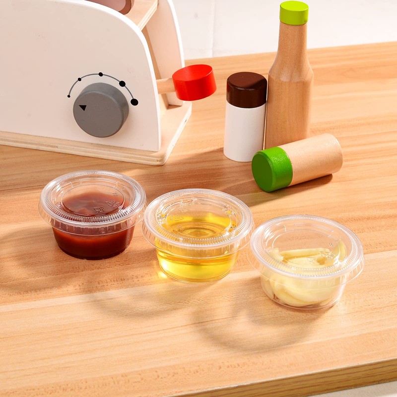EDI Clear Disposable Plastic Portion Cups with Leakproof Lids |