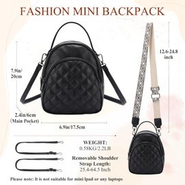 VX VONXURY Small Backpack Women, Fashion Vegan Leather Ladies Purse Mini Vintage Shoulder Bag for School Work Travel