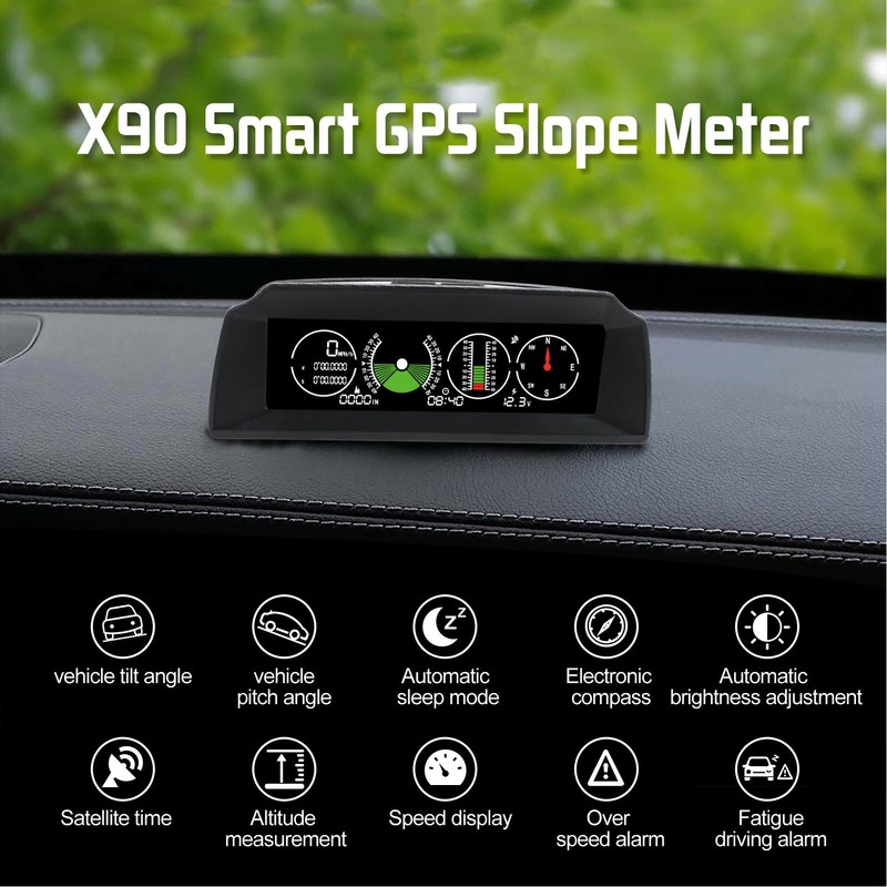 GPS Slope Meter PMH KMH Inclinometer HUD Pitch Tilt Angle