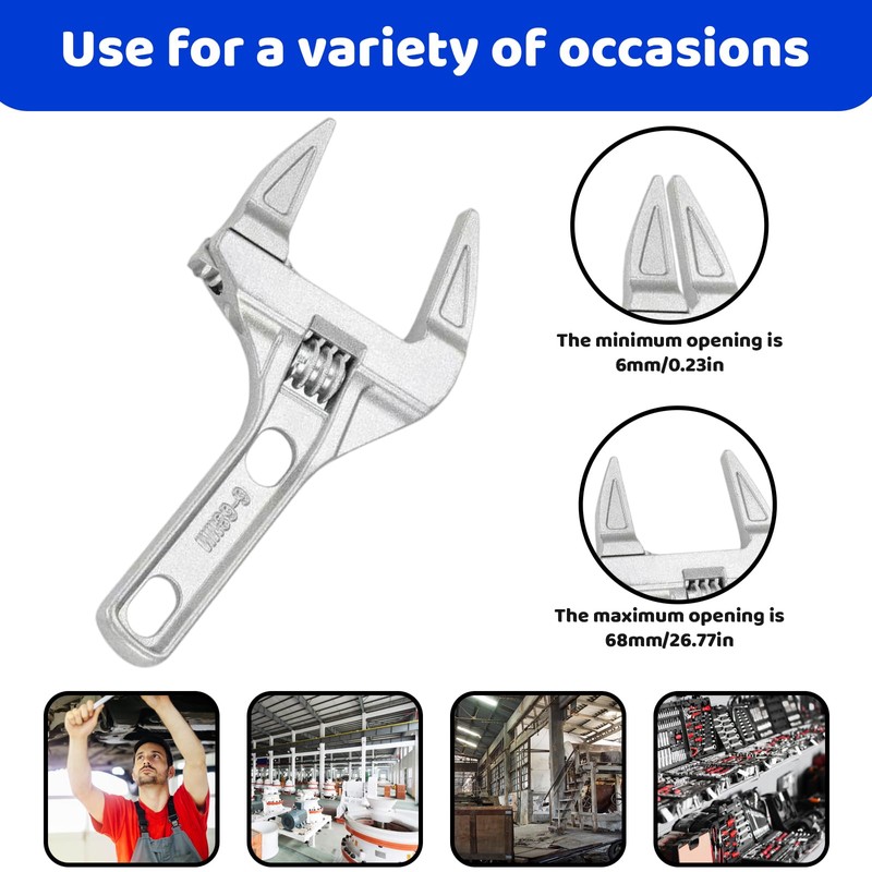 DtgEcd Adjustable Spanner, Wide Jaw Adjustable Spanner, Sink Wrench, Plumbers