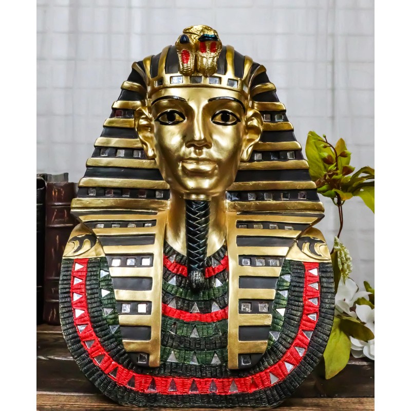 Ebros Large Golden Mask of Pharaoh Egyptian King TUT Bust