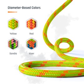 Pelican Rope Arborist Rope 11.8mm x 120Ft, USA Made High-Strength 24-Strands Static Climbing Rope - 5,400 lb Strength for Tree Climbing, Pulling, Outdoors & Swing - Viper, Tight Spliced Eye