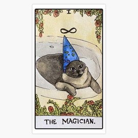 The Magician Funny Cat Meme Tarot Card Waterproof Vinyl Window Bumper Sticker Decal 5"