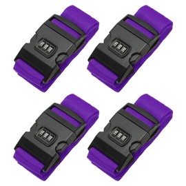 PATIKIL Luggage Straps, 4 Pack Suitcase Straps Adjustable Luggage Belts Strap with Combination Lock TSA Approved for Luggage Suitcases Travel, Purple