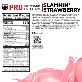 Muscle Milk Pro Advanced Nutrition Protein Shake, Slammin' Strawberry, 11.16 Fl Oz (Pack of 12), 32g Protein, 1g Sugar, 16 Vitamins & Minerals, 5g Fiber